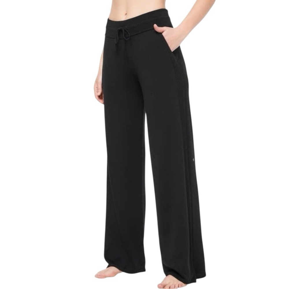 Lululemon In The Comfort Zone Cashmere Blend Pant Sz 12 Black Wide Leg